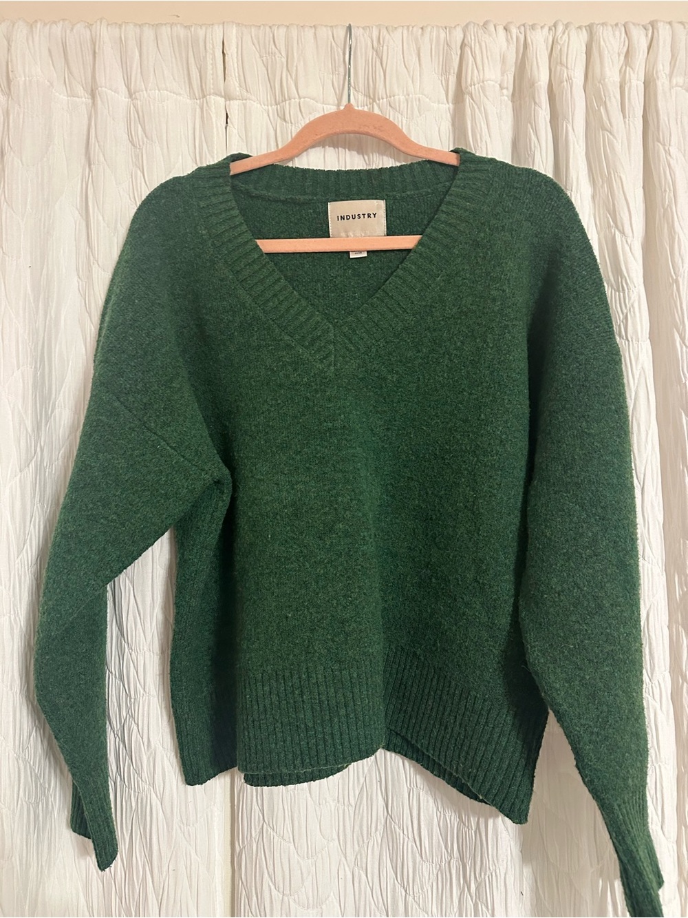 Industry Forest Green V-Neck Knit Sweater